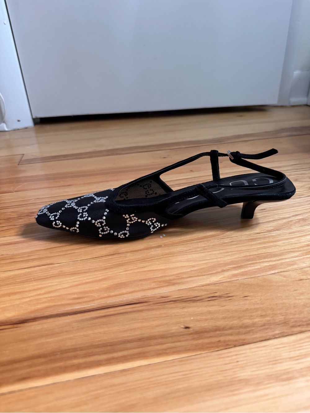 Gucci Tom GG Crystal kitten heel slingback shoes size 38 authentic - Picture 8 of 11